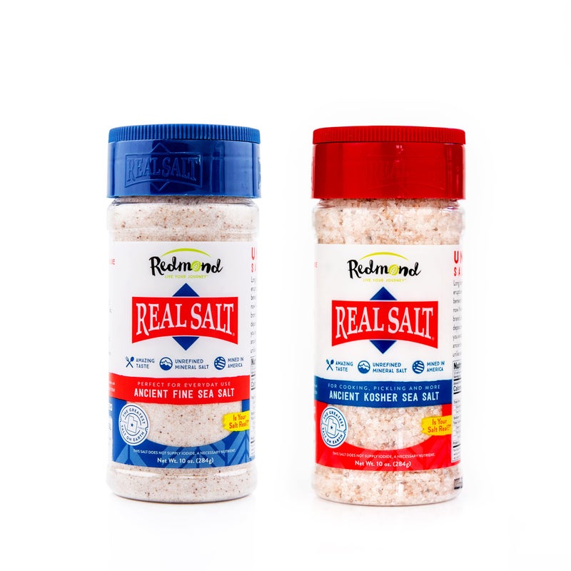 Redmond Real Salt - Natural Unrefined Sea Salt, 10oz Fine Shaker with 10oz Kosher Shaker - Image 1